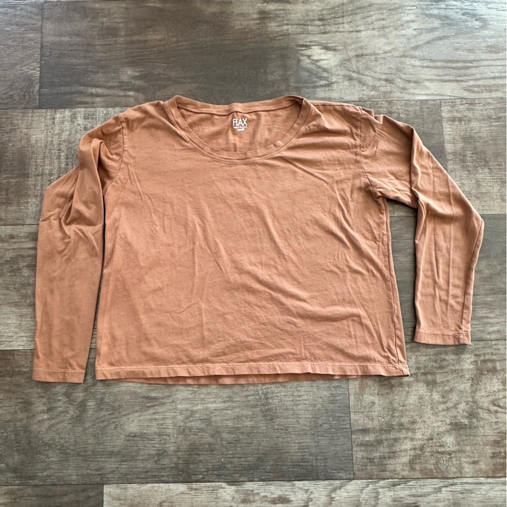FLAX camel long sleeve boxy tee